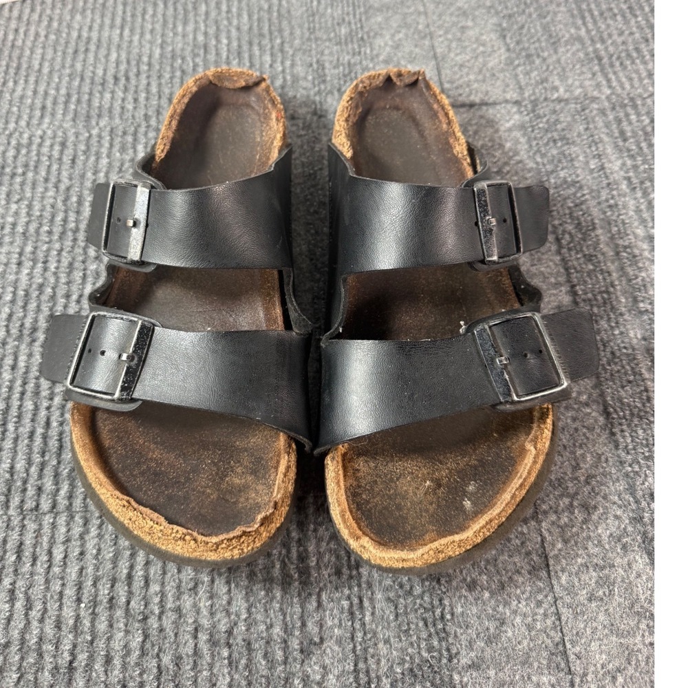 Birkenstock Arizona Black Birko-Flor Two Strap Buckle Sandals Slides size 39